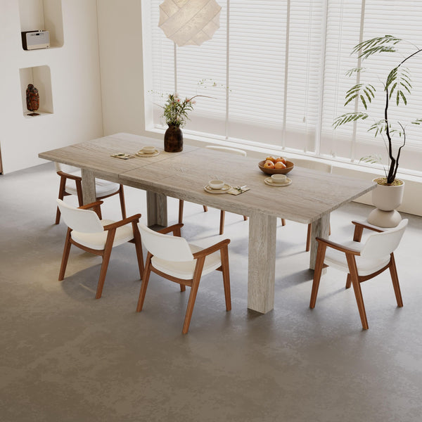 Extendable Dining Table for 6–10 People, 55" to 86", Rectangular Kitchen Table