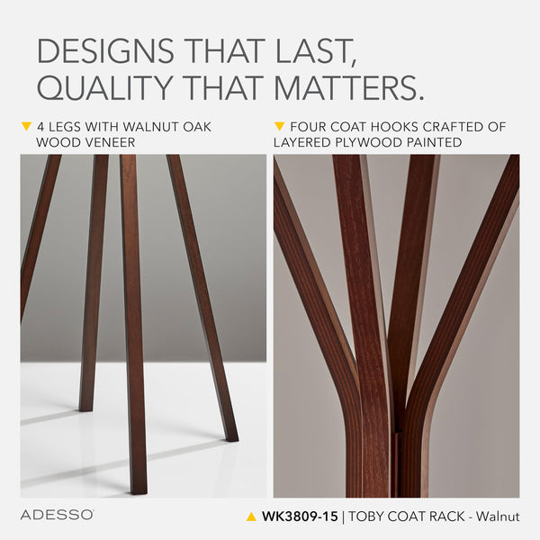 Freestanding Coat Rack with Oak Veneer Finish