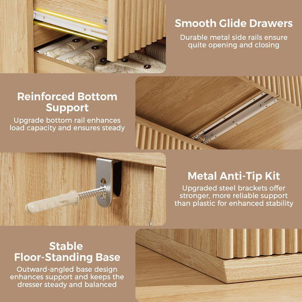 Fluted 5-Drawer Dresser