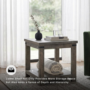 Hollum 24-Inch Square End Table with Storage Shelf