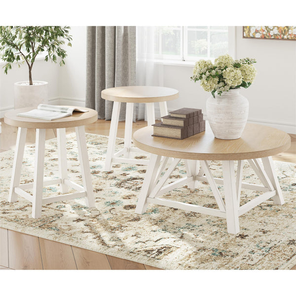 Casual Occasional Table Set of 3 – Antique White & Brown