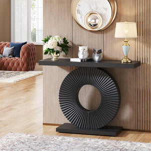 Modern Console Table with Geometric Base | 40 Inch Entryway Sofa Table