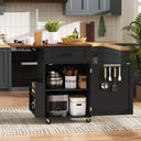Rolling Kitchen Island with Drop Leaf & Storage