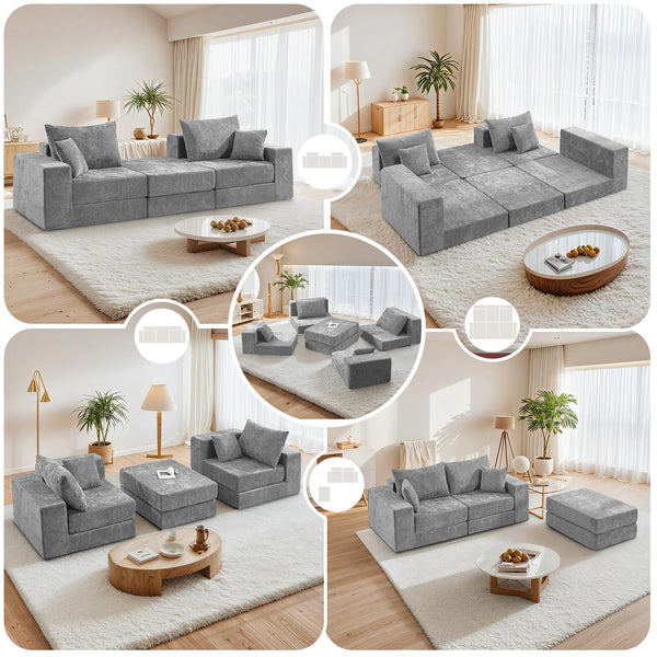 79" Modular Sectional Loveseat with Ottoman & Sleeper