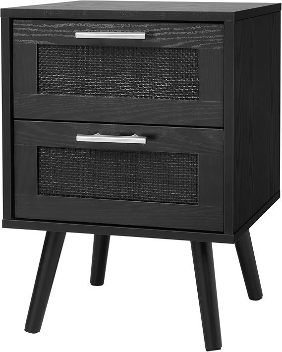 Rattan Nightstand with 2 Drawers