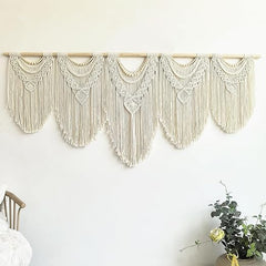 Extra Large Macrame Wall Hanging – 71"W x 32"H Boho Woven Tapestry