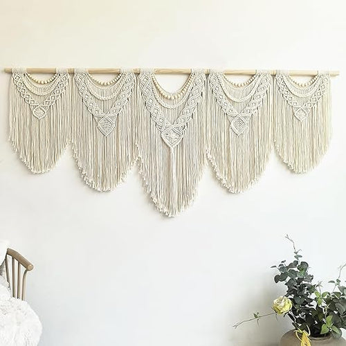 Extra Large Macrame Wall Hanging – 71"W x 32"H Boho Woven Tapestry