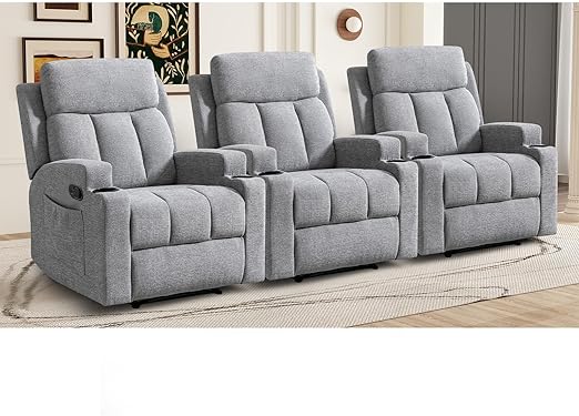 Manual Recliner Chair with Massage, Heat & Cup Holders
