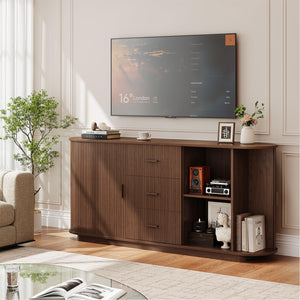 63" Fluted Sideboard Buffet Cabinet with 3 Drawers & 2 Doors