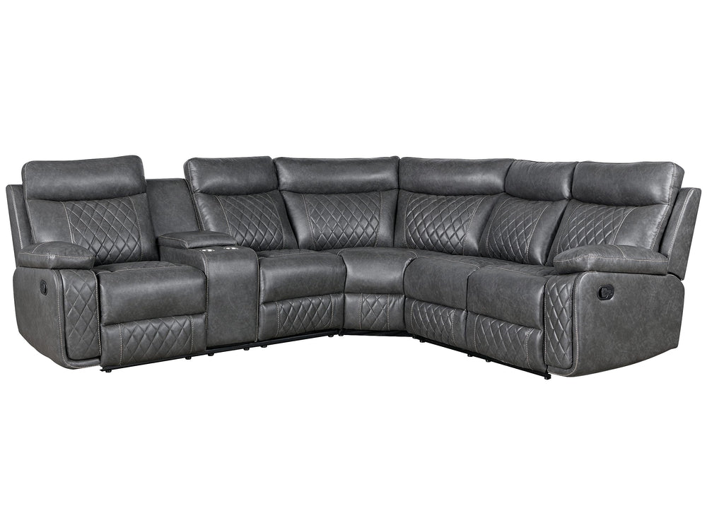 L-Shaped Manual Reclining Sectional Sofa with Storage & Cup Holders