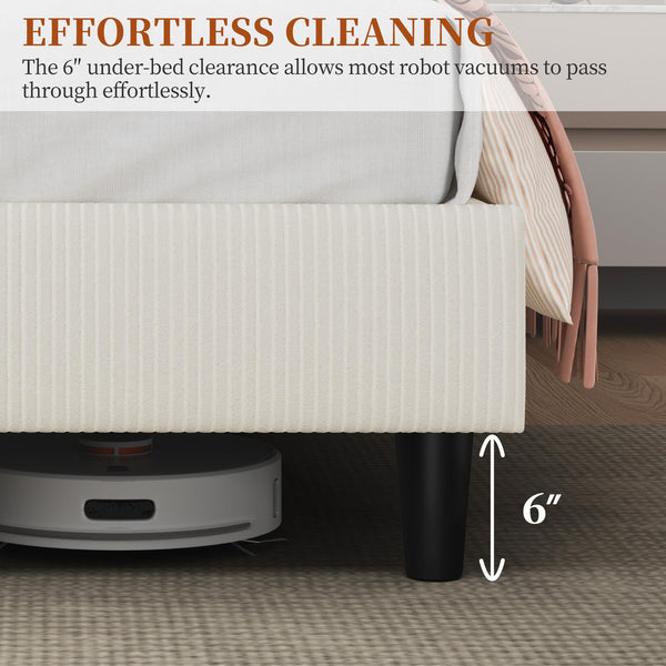 Upholstered Platform Bed Frame with Adjustable Headboard