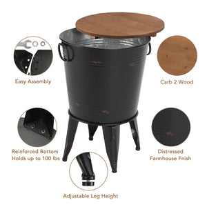 Farmhouse Metal Bucket Side Tables, Set of 2