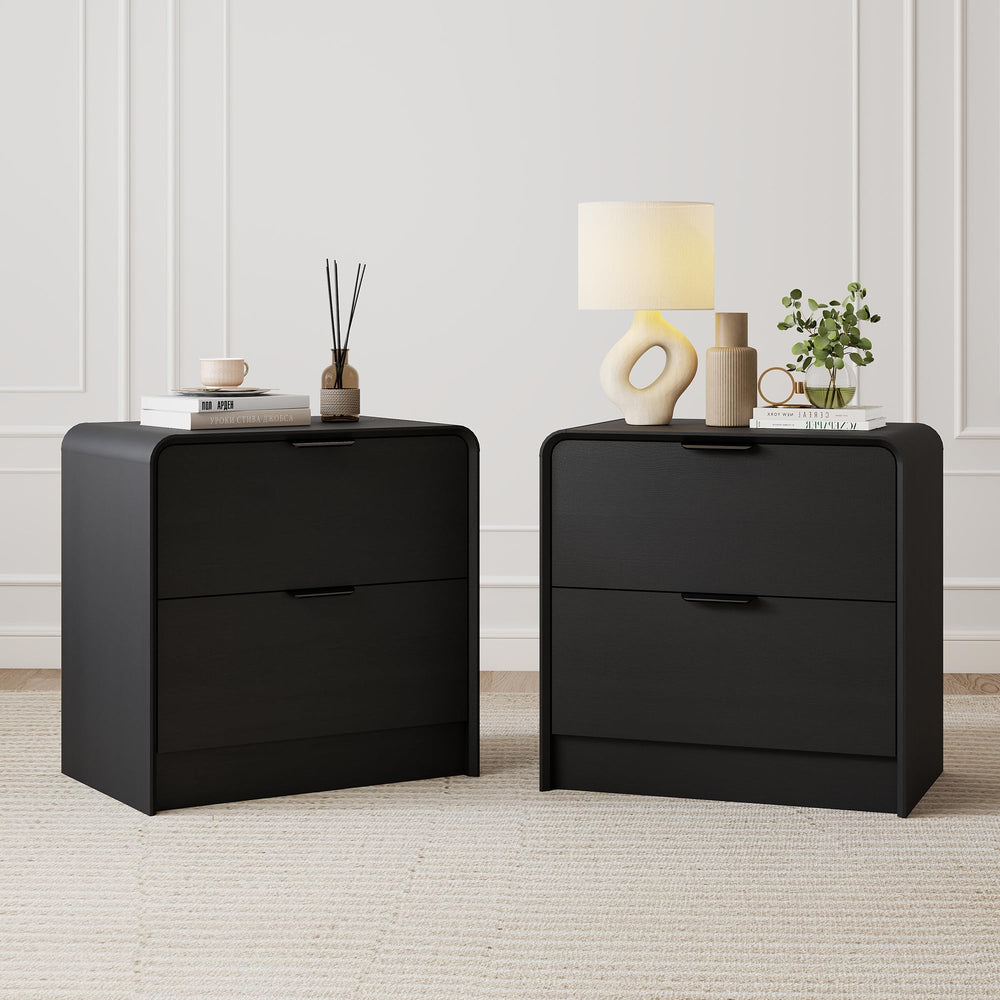 Modern 2-Drawer Nightstand with Curved Edges
