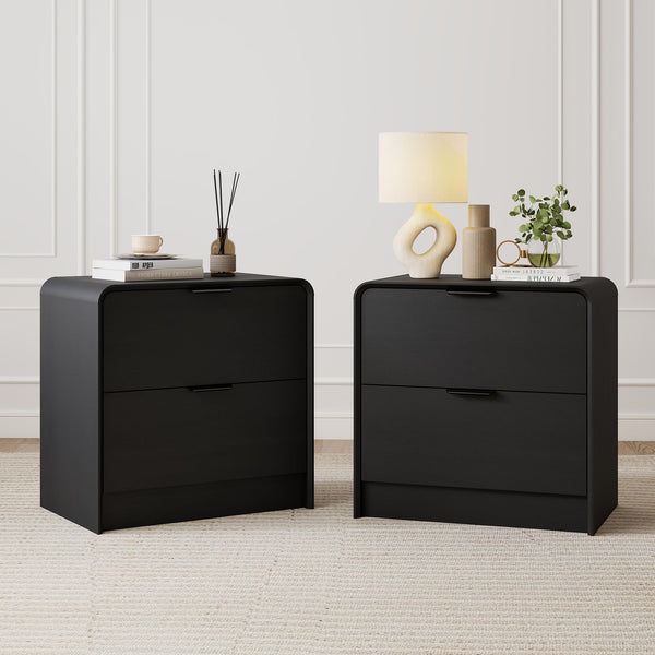 Modern 2-Drawer Nightstand with Curved Edges