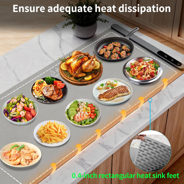 Extra Large Electric Food Warming Mat with 6 Temperature Settings
