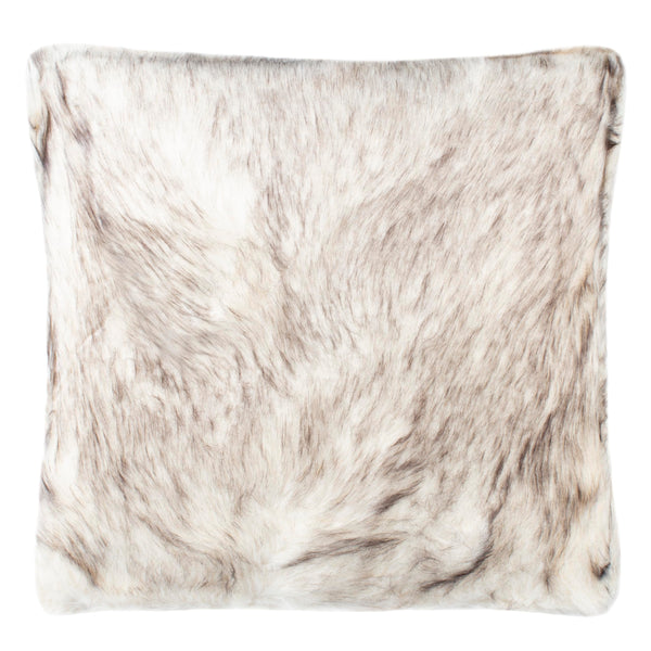 Taupe Faux Fur Feather-Filled Throw Pillow 20x20