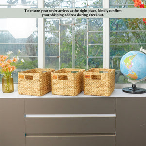 Water Hyacinth Storage Baskets, Set of 3