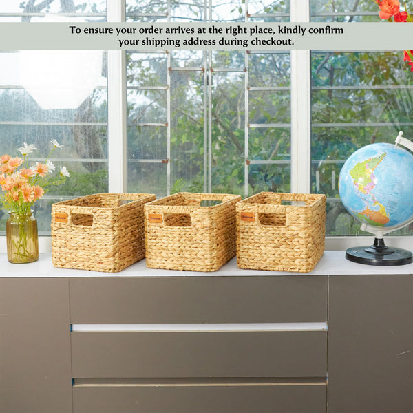 Water Hyacinth Storage Baskets, Set of 3