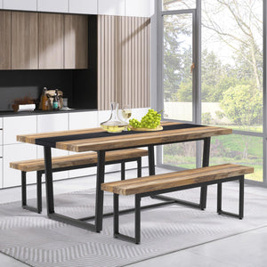 59-Inch Dining Bench Set of 2 – Industrial Kitchen & Bedroom Bench