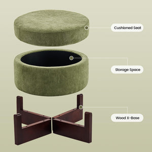 Round Storage Ottoman with Hidden Storage