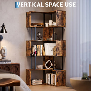 6-Tier L-Shaped Corner Bookshelf