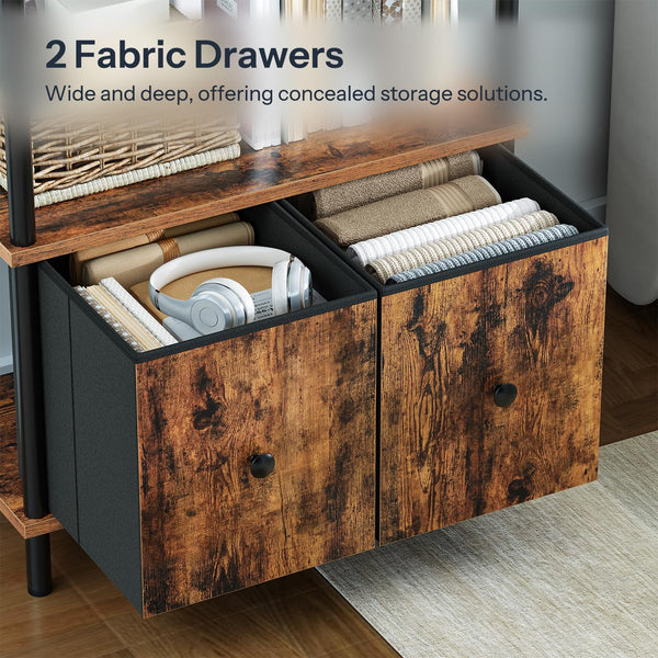 5-Tier Arched Bookshelf with 2 Drawers
