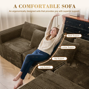 110" Modular Sectional Sofa with Ottoman