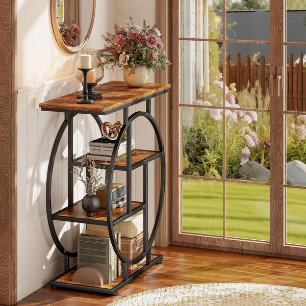 Narrow Console Table with Storage Shelves, 31.5"