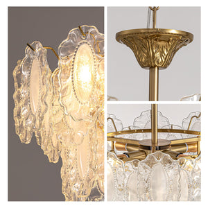 Gold Crystal Chandelier 3-Layer 6-Light Round Pendant Light