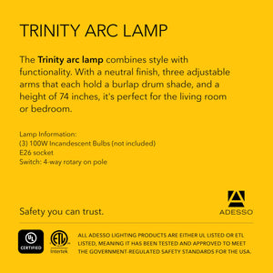 Triple Shade Arc Floor Lamp