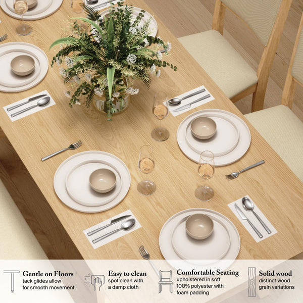 70-Inch Farmhouse Dining Table Set with Chairs and Benches