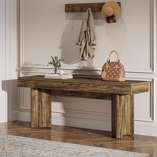 47" Farmhouse Wooden Entryway Bench