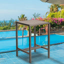 Outdoor Wicker Bar Table – Counter Height Pub Table with Poly Lumber Top