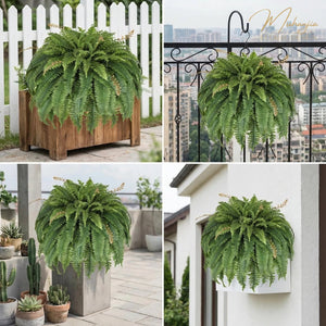 Artificial Boston Fern – 128 Fronds Large Hanging Plant, 56 Inch