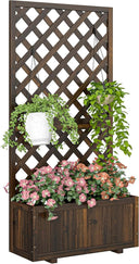 Wooden Raised Garden Bed with Trellis 59" Outdoor Planter Box with Drainage Holes