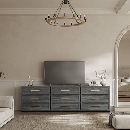 Oversized Nightstand Set of 2 with 3-Drawer Storage