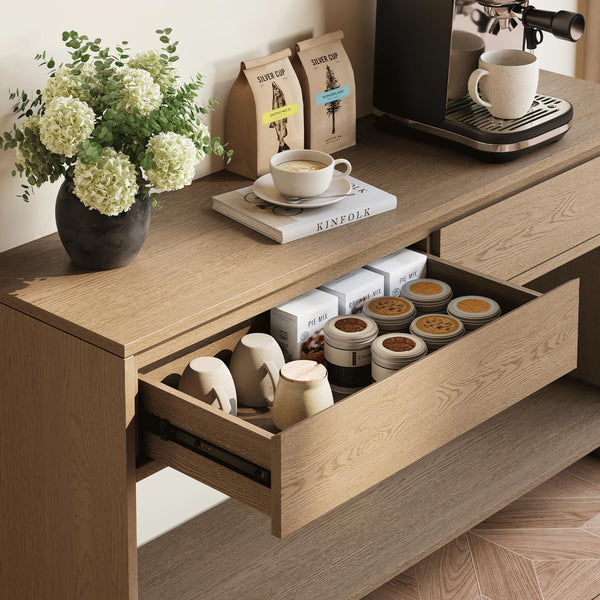 55-Inch Console Table with 2 Drawers & Open Shelf