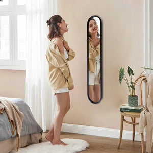 Full Length Oval Wall Mirror with Metal Frame