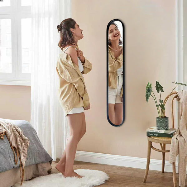 Full Length Oval Wall Mirror with Metal Frame