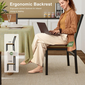 Modern Dining Chairs Set of 6 with Ergonomic Backrest, MDF Seat & Metal Legs