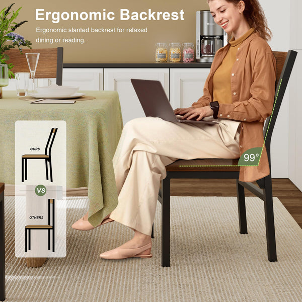 Modern Dining Chairs Set of 6 with Ergonomic Backrest, MDF Seat & Metal Legs