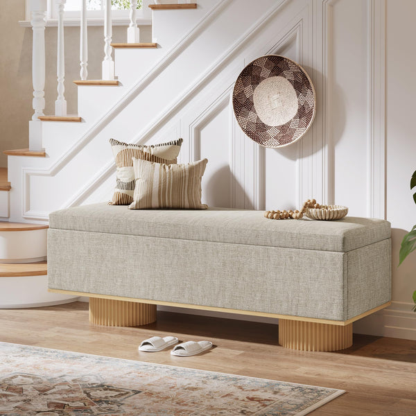 Storage Bench with Padded Seat & Flip-Up Storage