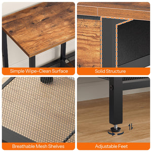 TV Stand for 55 Inch TVs with Fabric Drawer and Open Shelves