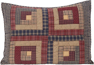 Rustic Log Cabin Patchwork Quilt Set – 3-Piece Cotton Bedding