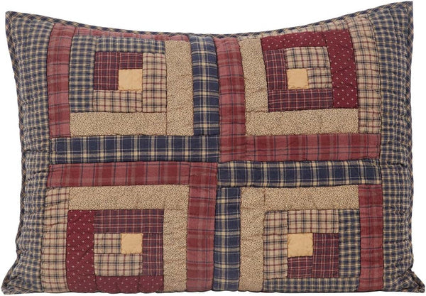 Rustic Log Cabin Patchwork Quilt Set – 3-Piece Cotton Bedding