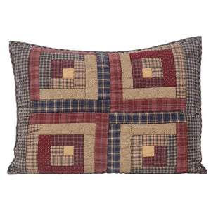 Rustic Log Cabin Patchwork Quilt Set – 3-Piece Cotton Bedding