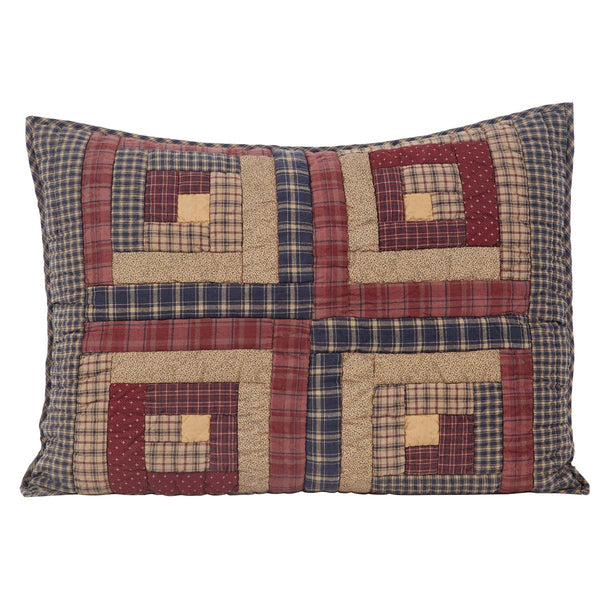 Rustic Log Cabin Patchwork Quilt Set – 3-Piece Cotton Bedding