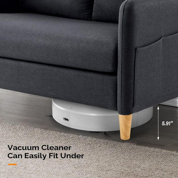 Linen Loveseat Sofa with Side Storage
