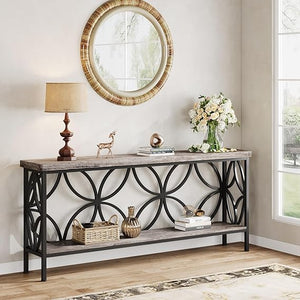 Narrow Sofa Console Table with 2-Tier Storage, 70.9"