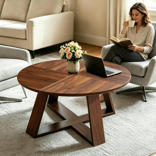 Round Coffee Table 31.5" with Open Storage